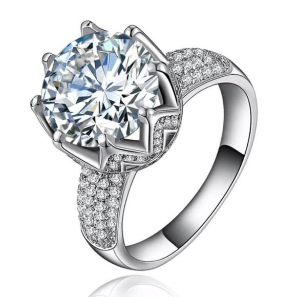 QUEEN CROWN 925 STERLING SILVER DIAMOND RING - Picture 4 of 7